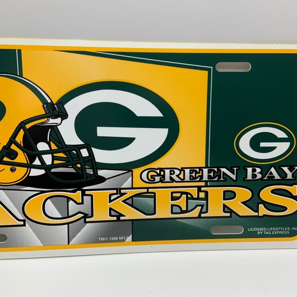 Vintage NFL Tag Express Green Bay Packers Retro Logo Plastic License Plate - Picture 3 of 11